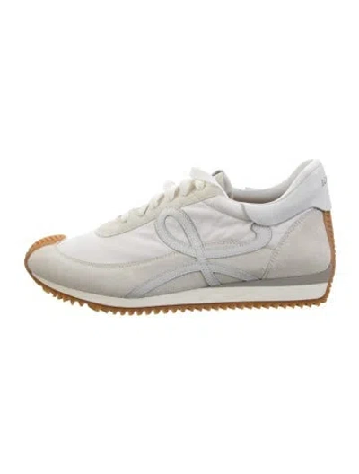 Pre-owned Loewe Spike Accents Suede Sneakers In White