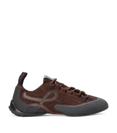 Loewe Split Leather Grip Sneakers In Brown