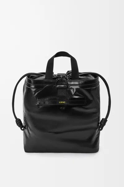 Loewe Squad Backpack In Paper Calf For Man In Black