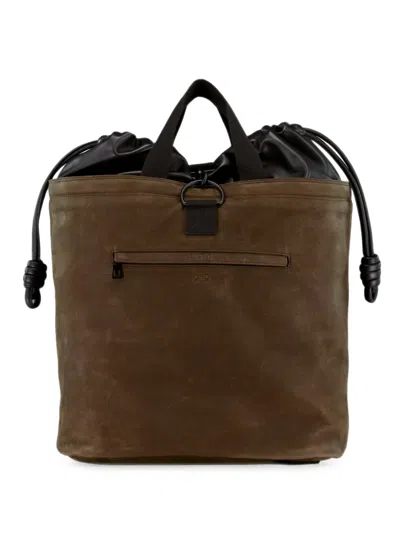 Loewe Squad Drawstring Leather Backpack In Brown