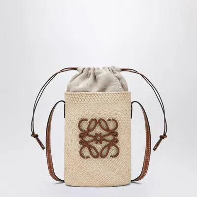 Loewe Square Bag In Iraca Palm And Leather In Sand