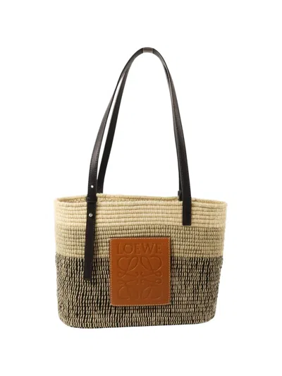 Pre-owned Loewe Square Basket Raffia Tote Bag In Neutral