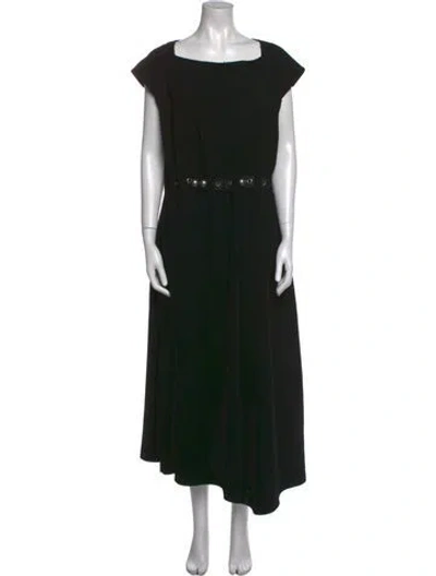 Pre-owned Loewe Square Neckline Long Dress In Black