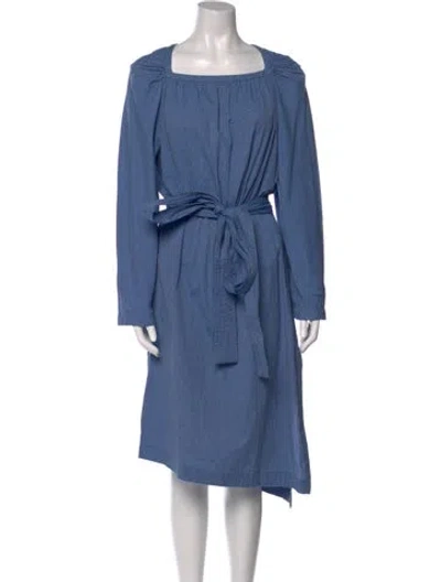 Pre-owned Loewe Square Neckline Midi Length Dress In Blue