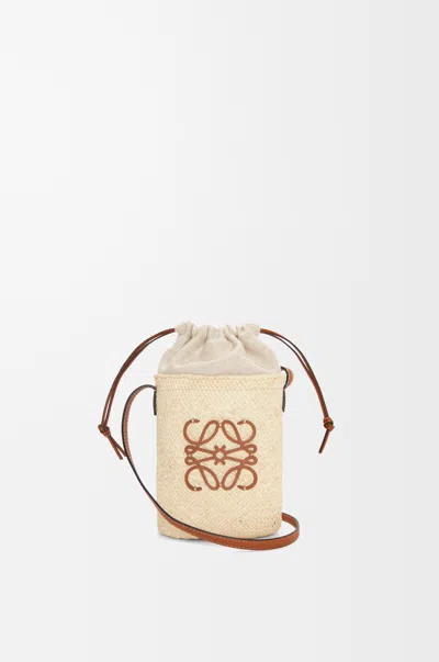 Loewe Square Pocket In Iraca Palm And Leather Skin For Woman In Natural/tan