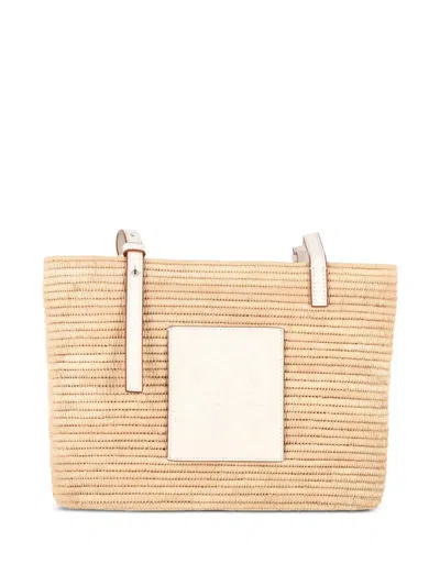 Pre-owned Loewe Square Raffia Basket Tote In Neutral