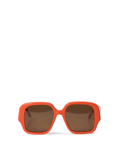 Loewe Square Slim Sunglasses Red In Orange