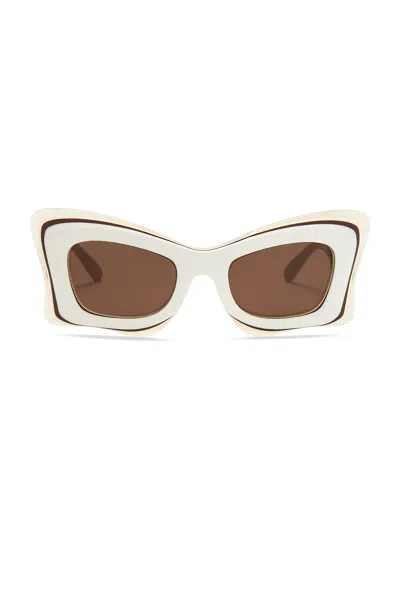 Loewe Square Sunglasses In Ivory & Brown