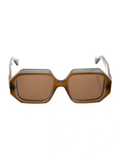 Pre-owned Loewe Square Tinted Sunglasses In Brown