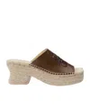 Loewe Petal Platform Espadrilles In Vegetable Tanned Calfskin Sandals Brown In Brown