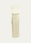 Loewe Pin Paneled Satin Gown In Pale Banan