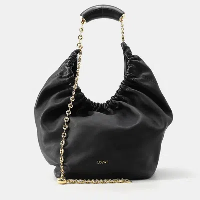 Pre-owned Loewe Squeeze Bag Black Leather Size Medium