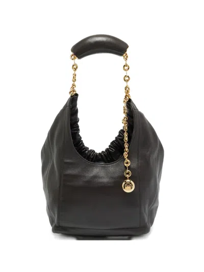 Pre-owned Loewe Squeeze Chain Leather Tote Bag In Black