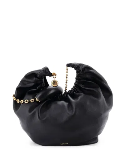 Pre-owned Loewe Squeeze Leather Small Hobo Bag In Black