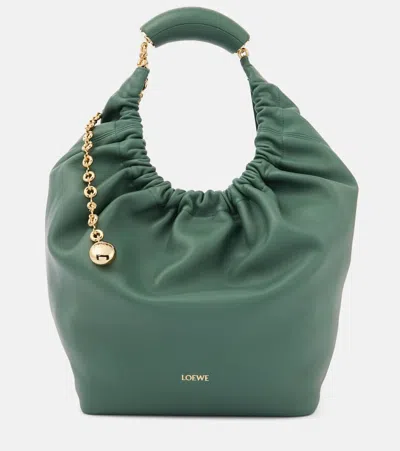 Loewe Squeeze Medium Leather Tote Bag In Green