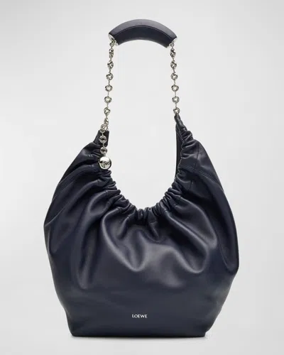 Loewe Squeeze Medium Shoulder Bag In Napa Leather In Neutral
