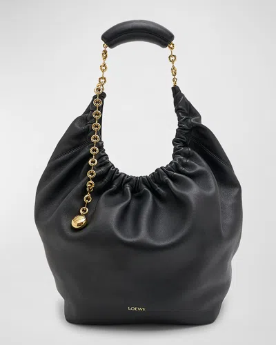 Loewe Squeeze Medium Shoulder Bag In Napa Leather In Black