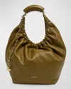 Loewe Medium Squeeze Chain Leather Hobo Bag In Olive