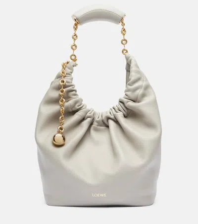 Loewe Squeeze Small Leather Shoulder Bag In Gray