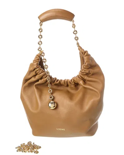 Loewe Squeeze Small Leather Tote In Brown
