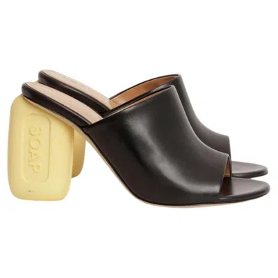 Pre-owned Loewe S/s 2022 Runway Soap Mule Heels In Black Leather New W/ Box