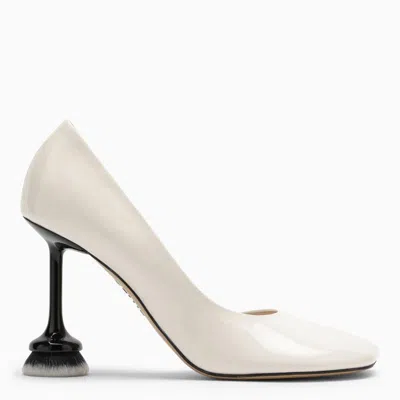 Loewe Ss24 White Patent Leather Décolleté With Toy Heel And Petal Toe