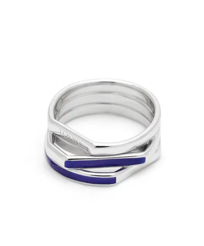 Loewe Stacked Ring In Sterling Silver And Enamel