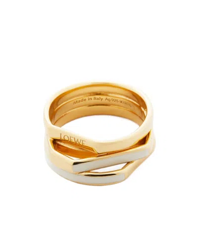 Loewe Stacked Ring In Sterling Silver And Enamel In Gold
