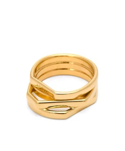 Loewe Stacked Ring In Sterling Silver In Gold