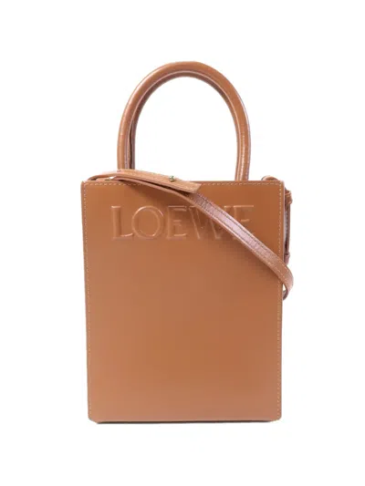 Pre-owned Loewe Standard A5 Leather Tote Bag In Brown