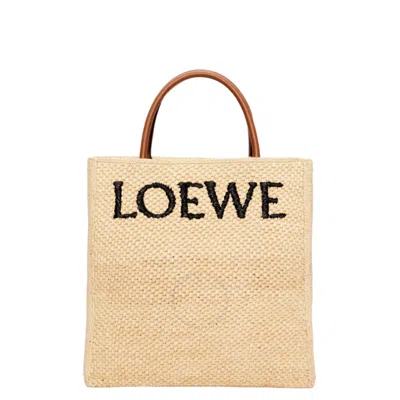 Loewe Leather-trimmed Raffia Tote Bag In Neutrals