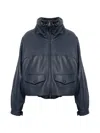 Loewe Double Layered Leather Zip Jacket In Blue