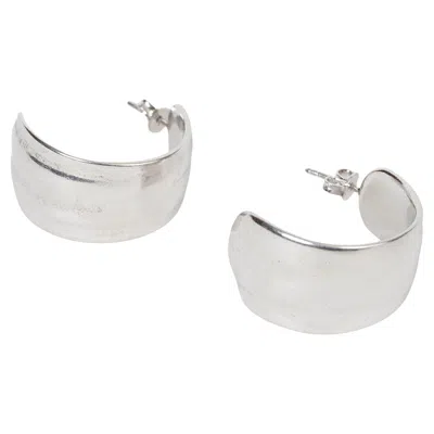 Pre-owned Loewe Sterling Silver Nappa Knot Hoop Earrings In Multi