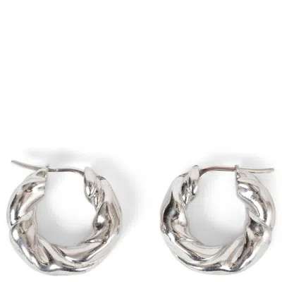 Pre-owned Loewe Sterling Silver Nappa Twist Hoop Earrings In Multi