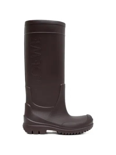Loewe Storm Logo-embossed Rubber Knee Boots In Brown