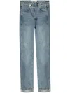Loewe Womens Washed Denim Faded-wash Crossover-waist Straight-leg Jeans In Blue