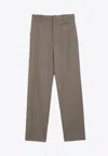Loewe Pleated Cotton And Silk Pants In Khaki