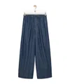 Loewe Drawstring Chambray Trousers In Blue