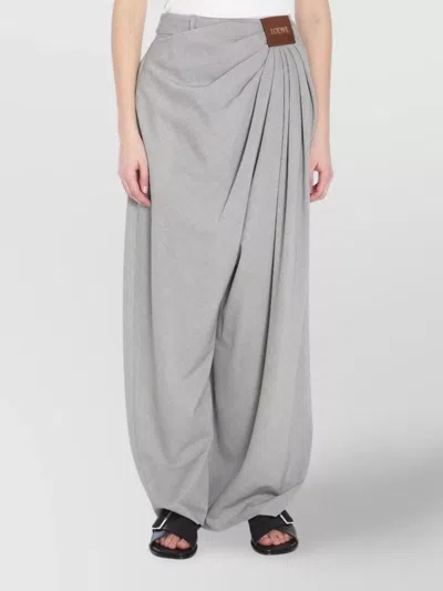 Loewe Straight Trousers With Draped Pleated Design In Gray