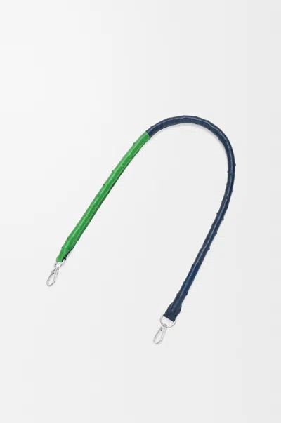 Loewe Strap In Ostrich For Woman In Green/navy Blue