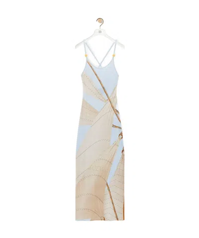 Loewe Strappy Dress In Cotton Blend In Blue/multicolor