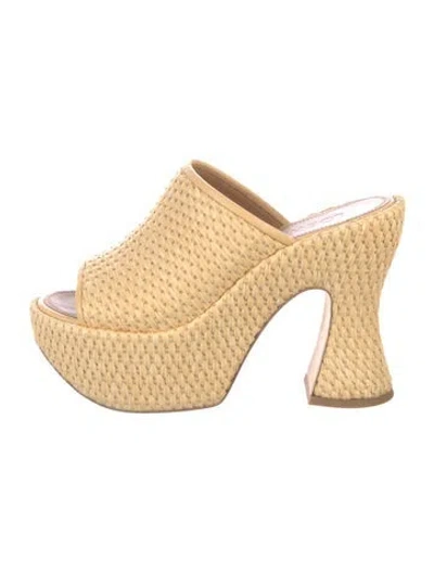 Pre-owned Loewe Straw Slides In Neutral