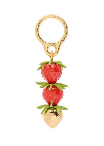 Loewe Strawberry Bag Charm In Gold