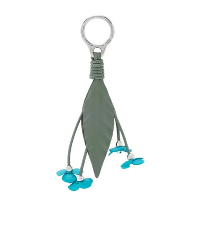 Loewe Strawberry Flower Charm In Classic Calfskin In Green