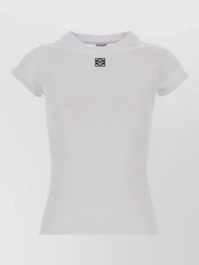 Loewe Stretch Cotton Blend T Shirt Crew Neck In Gray