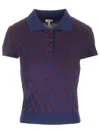 Loewe Stretch Cotton Polo Shirt Knitwear White In Blue