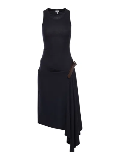 Loewe Stretch Cotton Tank Top Dress In Black