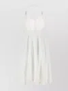 Loewe Flamenco Knotted Leather-trimmed Voile Halterneck Mini Dress In White