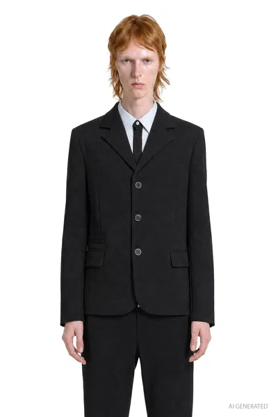 Loewe Jacket In Stretch Wool Blend In Black