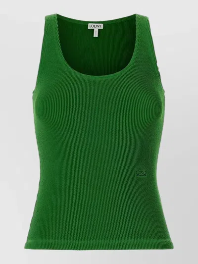 Loewe Stretch Nylon Ribbed Tank Top In Green